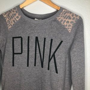 Victoria’s Secret pink grey and leopard sweatshirt